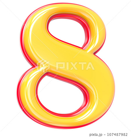 Font yellow number 3d render 107487982