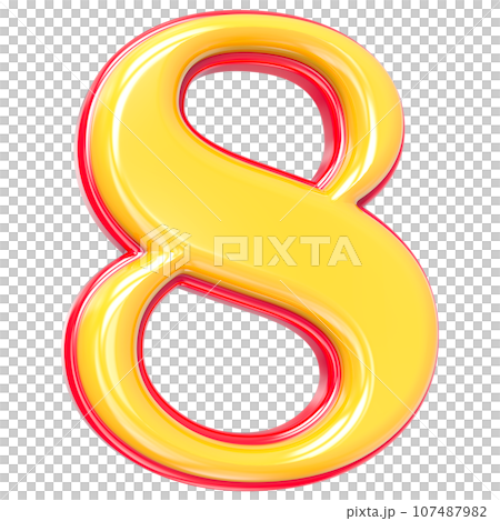 Font yellow number 3d render 107487982