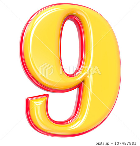 Font yellow number 3d render Font yellow number 3d render 107487983
