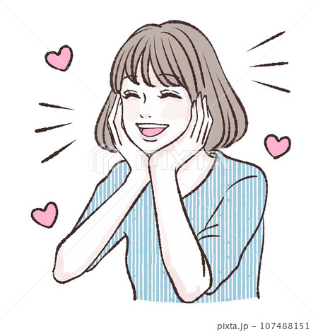 喜ぶ / 嬉しい / 楽しい / 笑顔 / 女性・女の子のイラスト素材 107488151