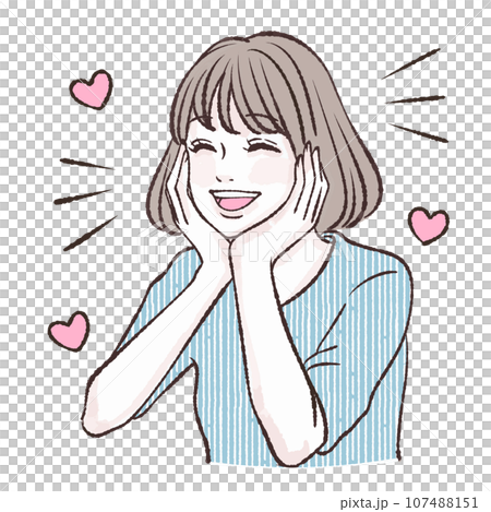 喜ぶ / 嬉しい / 楽しい / 笑顔 / 女性・女の子のイラスト素材 107488151
