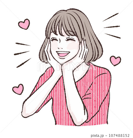 喜ぶ / 嬉しい / 楽しい / 笑顔 / 女性・女の子のイラスト素材 喜ぶ / 嬉しい / 楽しい / 笑顔 / 女性・女の子のイラスト素材 107488152