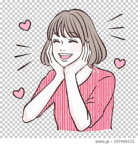 喜ぶ / 嬉しい / 楽しい / 笑顔 / 女性・女の子のイラスト素材 喜ぶ / 嬉しい / 楽しい / 笑顔 / 女性・女の子のイラスト素材 107488152