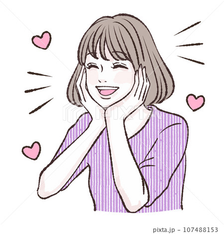 喜ぶ / 嬉しい / 楽しい / 笑顔 / 女性・女の子のイラスト素材 107488153