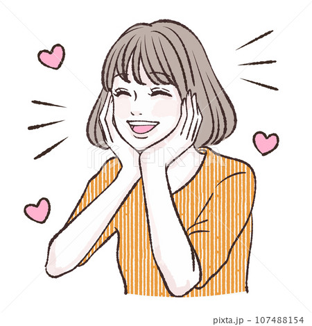 喜ぶ / 嬉しい / 楽しい / 笑顔 / 女性・女の子のイラスト素材 107488154