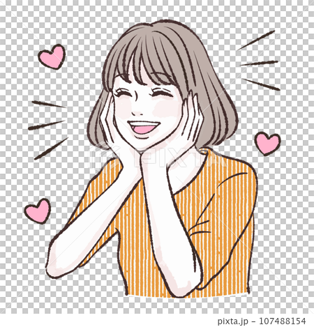 喜ぶ / 嬉しい / 楽しい / 笑顔 / 女性・女の子のイラスト素材 107488154