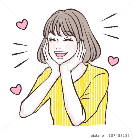 喜ぶ / 嬉しい / 楽しい / 笑顔 / 女性・女の子のイラスト素材 喜ぶ / 嬉しい / 楽しい / 笑顔 / 女性・女の子のイラスト素材 107488155