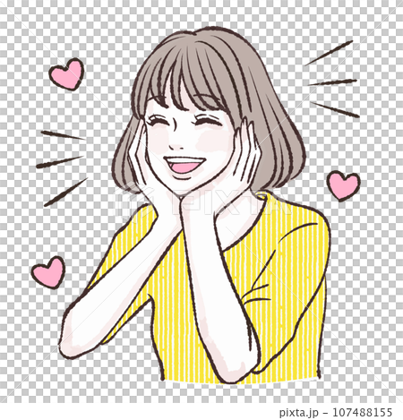 喜ぶ / 嬉しい / 楽しい / 笑顔 / 女性・女の子のイラスト素材 喜ぶ / 嬉しい / 楽しい / 笑顔 / 女性・女の子のイラスト素材 107488155