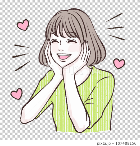 喜ぶ / 嬉しい / 楽しい / 笑顔 / 女性・女の子のイラスト素材 107488156