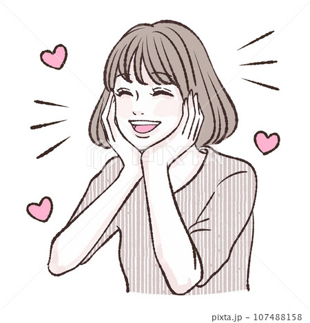 喜ぶ / 嬉しい / 楽しい / 笑顔 / 女性・女の子のイラスト素材 喜ぶ / 嬉しい / 楽しい / 笑顔 / 女性・女の子のイラスト素材 107488158