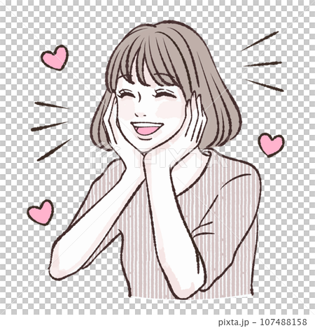 喜ぶ / 嬉しい / 楽しい / 笑顔 / 女性・女の子のイラスト素材 喜ぶ / 嬉しい / 楽しい / 笑顔 / 女性・女の子のイラスト素材 107488158