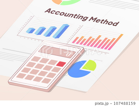 Accounting Methods - Cash vs Accrual. Cash method records money transactions. Accrual accounting tracks when earnings and expenses occur. Vector isometric illustration on white background with icons Accounting Methods - Cash vs Accrual. Cash method records money transactions. Accrual accounting tracks when earnings and expenses occur. Vector isometric illustration on white background with icons 107488159