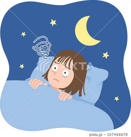 眠れない　若い女性　アップ 107488876