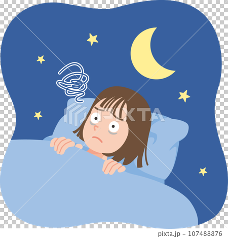 眠れない　若い女性　アップ 107488876