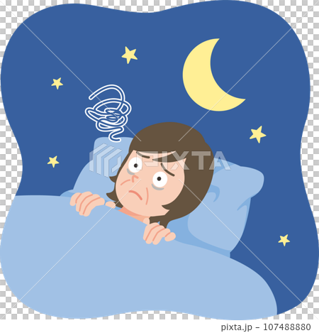 Middle-aged woman unable to sleep, close up 107488880