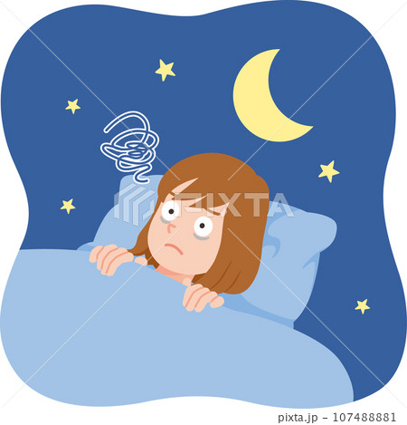 眠れない　若い女性　アップ 107488881