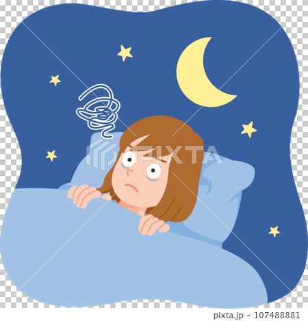 一個無法入睡的年輕女子的特寫 107488881