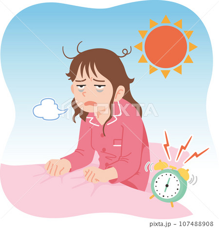 起きる　ぐったり　若い女性　アップ 107488908