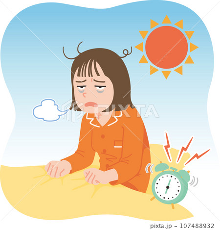 起きる　ぐったり　若い女性　アップ 107488932