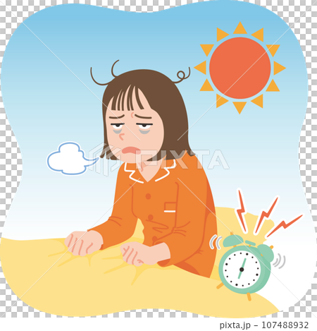 起きる　ぐったり　若い女性　アップ 107488932