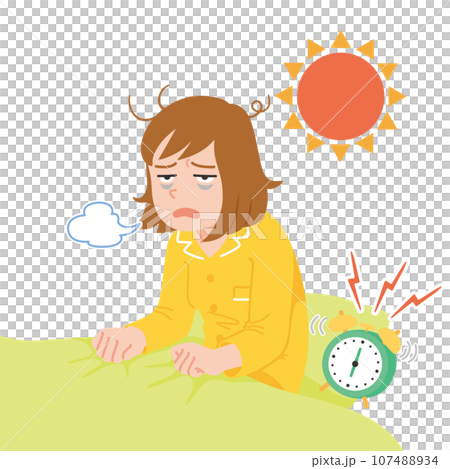 Waking up exhausted young woman, white background, close up Waking up exhausted young woman, white background, close up 107488934