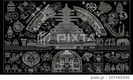 古代の壁画の背景：災害の様子を表したとされる（フェイク）