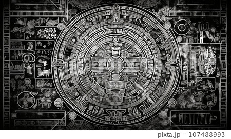 古代の壁画の背景：災害の様子を表したとされる（フェイク）