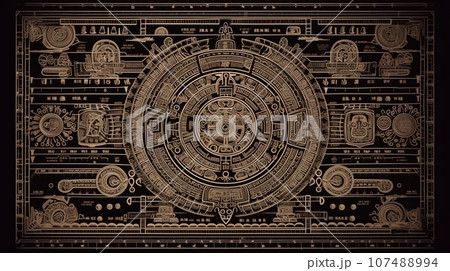 古代の壁画の背景：災害の様子を表したとされる（フェイク）