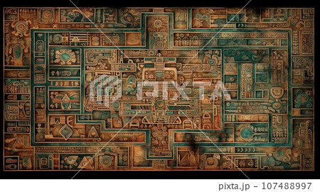 古代の壁画の背景：災害の様子を表したとされる（フェイク）
