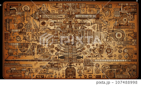 古代の壁画の背景：災害の様子を表したとされる（フェイク）