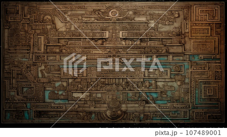 古代の壁画の背景：災害の様子を表したとされる（フェイク）