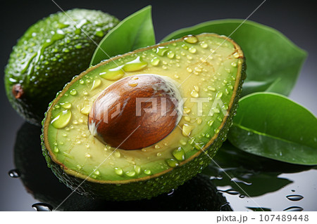 Top shot of fresh avocado , AI generated 107489448