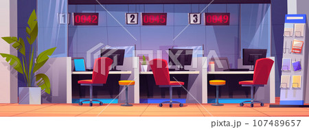 Bank customer service office interior. 107489657