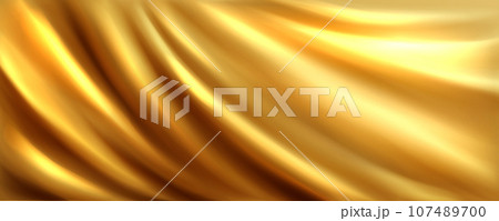 Gold silk satin fabric liquid texture background 107489700