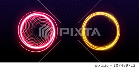 Magic neon light circle portal with glow effect Magic neon light circle portal with glow effect 107489712