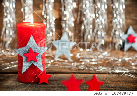Copyspace, With Candle, Christmas Background 107489777