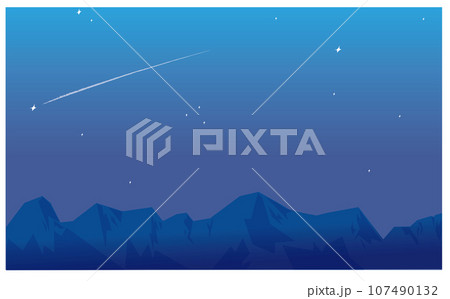 星空と夜の山脈と流れ星の背景ベクターイラスト 星空と夜の山脈と流れ星の背景ベクターイラスト 107490132