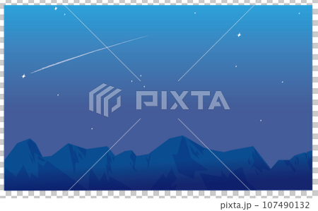 星空と夜の山脈と流れ星の背景ベクターイラスト 星空と夜の山脈と流れ星の背景ベクターイラスト 107490132