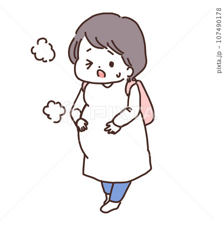 歩くのがしんどい臨月の妊婦さんのイラスト 歩くのがしんどい臨月の妊婦さんのイラスト 107490178