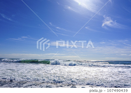 冬の遠州灘の海 冬の遠州灘の海 107490439