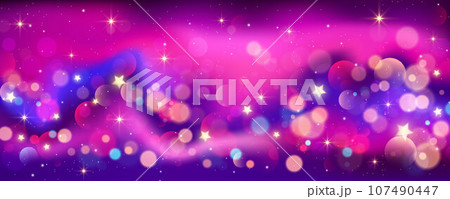 Rainbow unicorn background. Pastel glitter pink fantasy galaxy. Magic mermaid sky with bokeh. Holographic kawaii abstract space with stars and sparkles. Vector Rainbow unicorn background. Pastel glitter pink fantasy galaxy. Magic mermaid sky with bokeh. Holographic kawaii abstract space with stars and sparkles. Vector 107490447