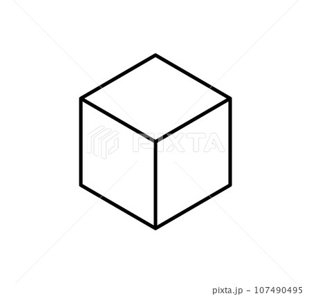 Isometric cube line icon. 3D box. Black block symbol. 3d square block. Isometric cubic shape icon. Vector illustration isolated on white background 107490495