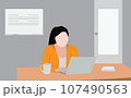 Professional Women working with computer Flat Design Vector Illustration 107490563