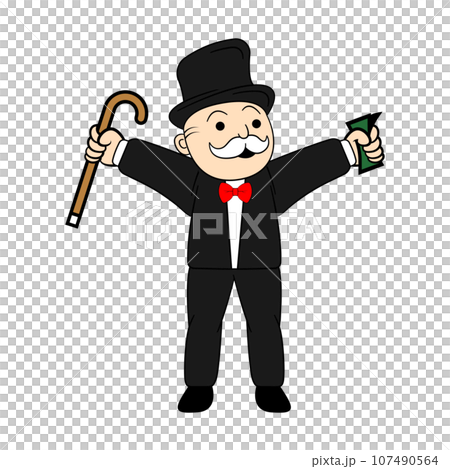 Rich Uncle Penny Character Vector Illustration 107490564