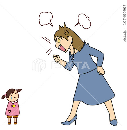 子どもを怒鳴りつける母親 子どもを怒鳴りつける母親 107490907