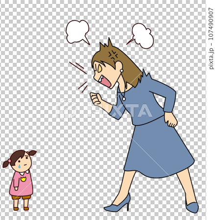 子どもを怒鳴りつける母親 子どもを怒鳴りつける母親 107490907