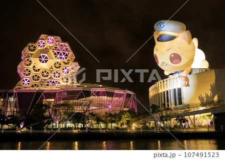 台湾 高雄市の夜景都市風景 愛河クルーズ 台湾 高雄市の夜景都市風景 愛河クルーズ 107491523