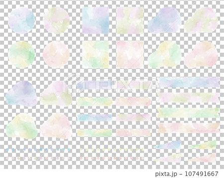 Illustration set of watercolor style speech bubbles and frames Illustration set of watercolor style speech bubbles and frames 107491667