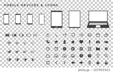 Simple mobile devices and vector icon set Simple mobile devices and vector icon set 107491922
