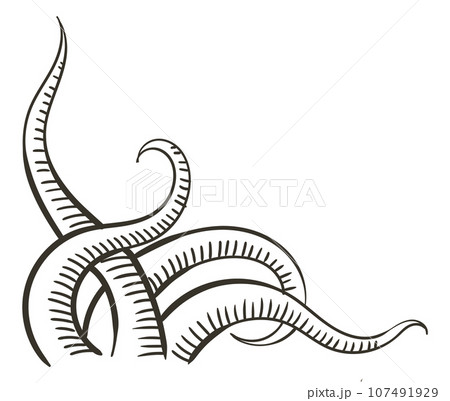 Old antique treasure map element. Decorative symbol for map template. Pirate grunge map element. Hand drawn vintage vector illustration 107491929